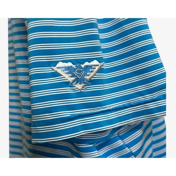Adidas GOLF Men's Blue Striped Polo Eagle Embroidery Size Large - Picture 5 of 9